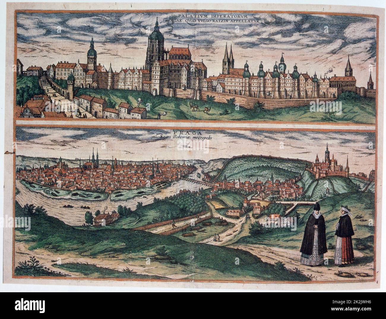 Joris Hoefnagel Flämische Schule Ansicht von Prag c.1572 Privatsammlung Stockfoto Joris Hoefnagel Flämische Schule Ansicht von Prag c.1572 Privatsammlung Stockfoto