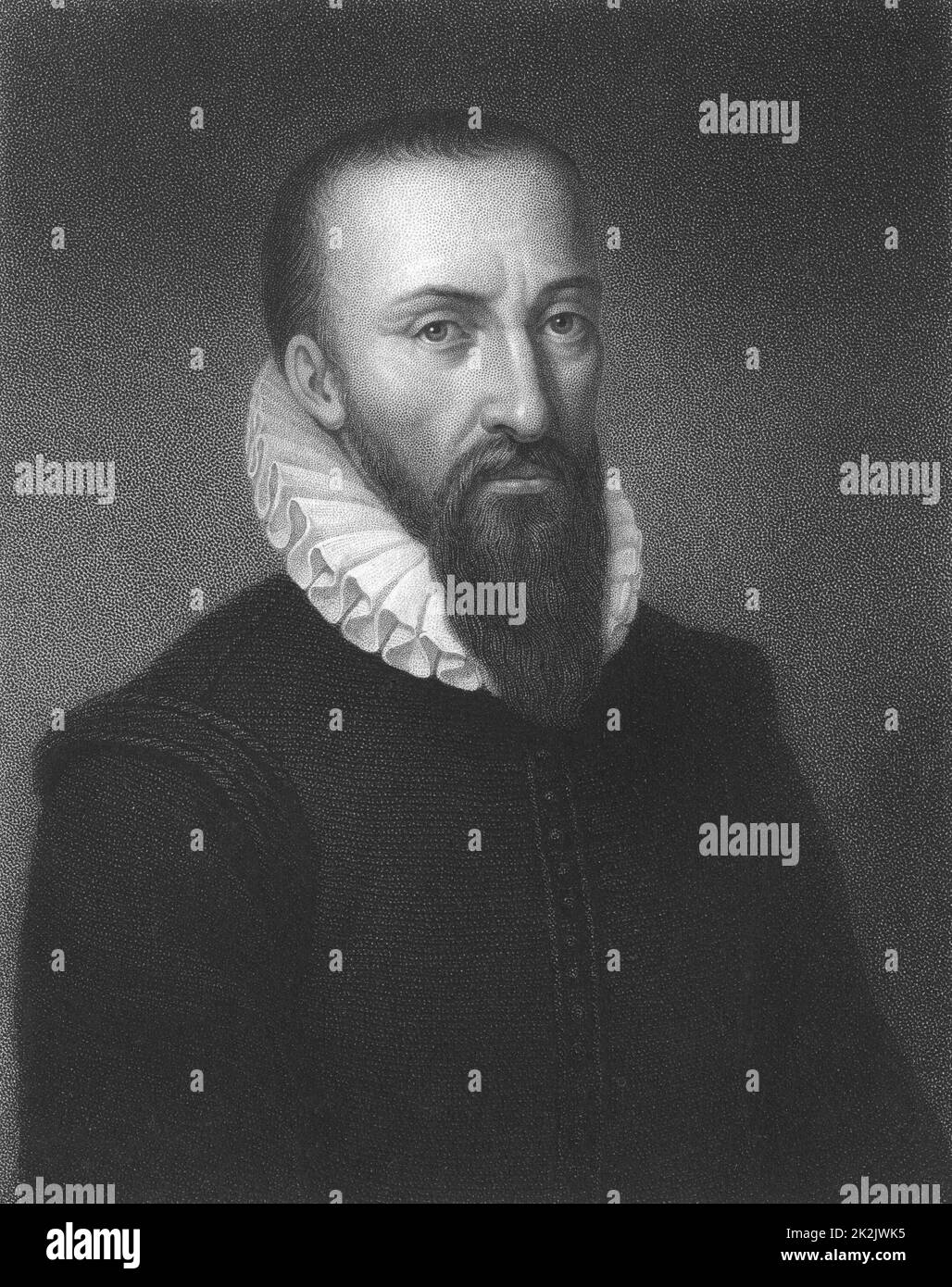 Ambroise Paré (1509-1590) Französischer Militärchirurg. Aus „The Gallery of Portraits“, V., Charles Knight, London, 1835 Stockfoto