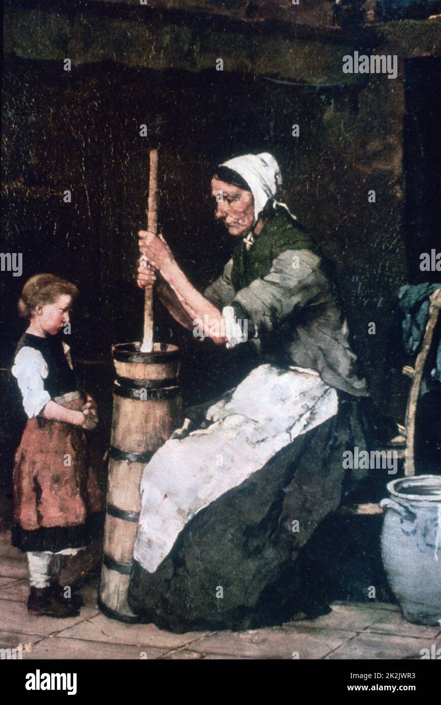 Mihály Munkácsy Ungarische Schulfrau churning 1872-1873 Öl auf Leinwand Stockfoto