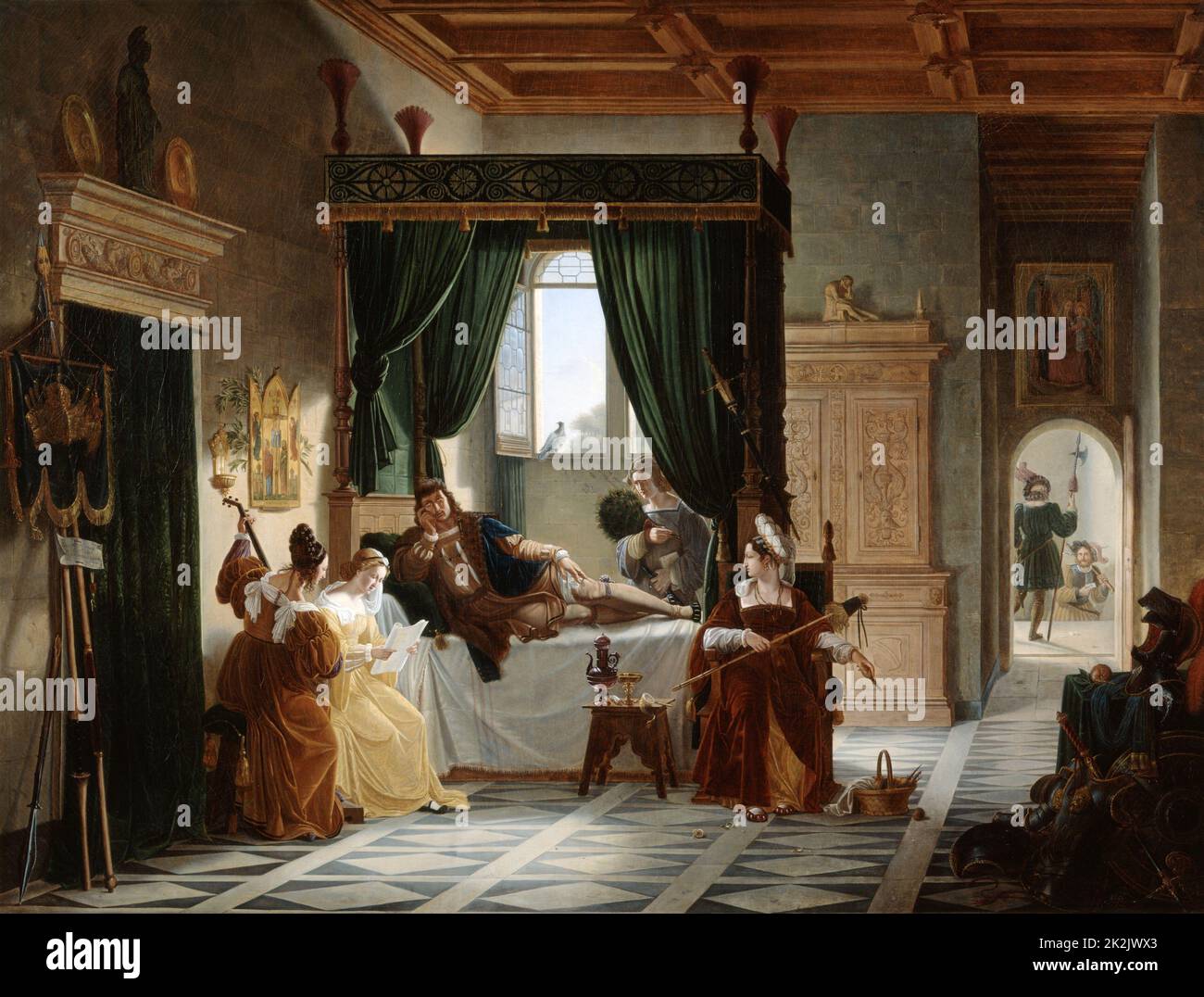 Pierre Révoil Französisches Schulturnier im 14. Jahrhundert: La Reconvalescence de Bayard Le Tournoi 1817 Öl auf Leinwand (135 x 178 cm) Paris, musée du Louvre Stockfoto