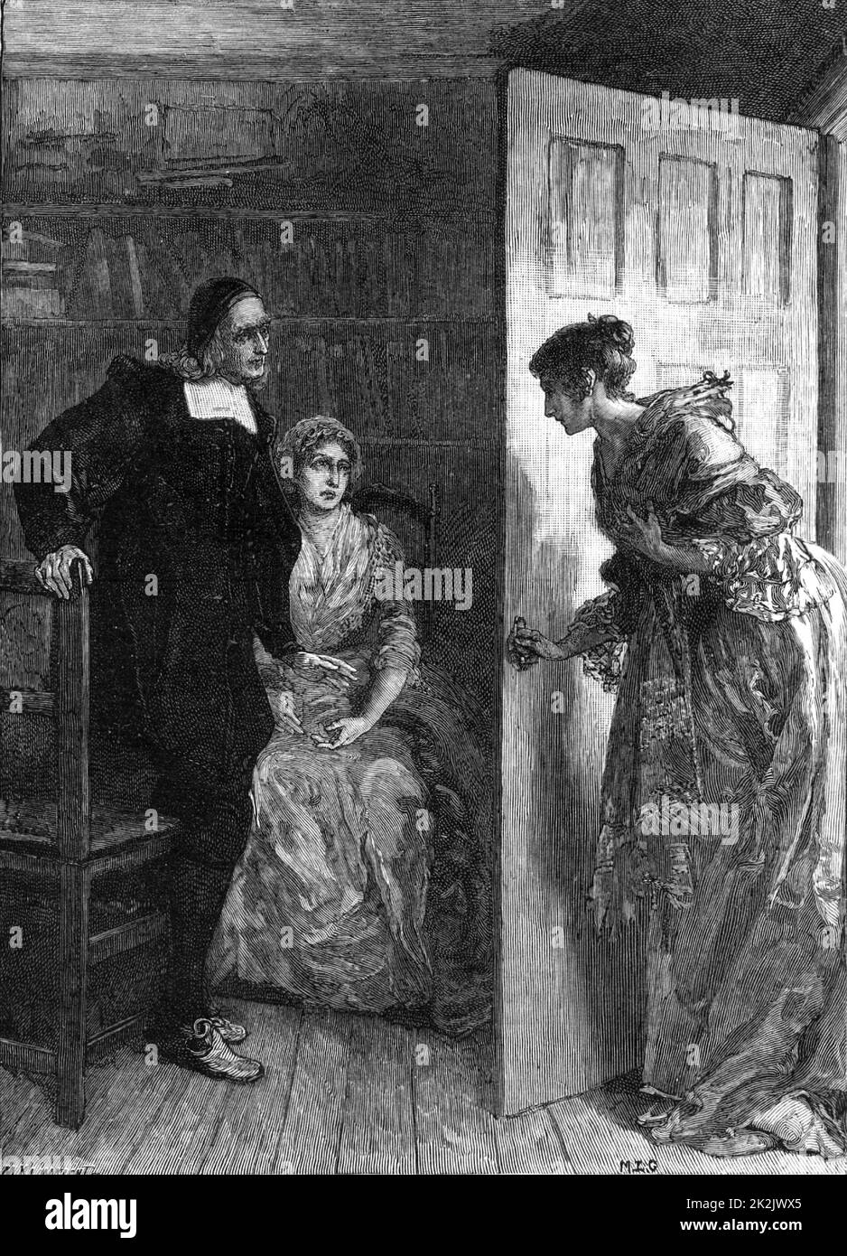 Richard Baxter (1615-91) Englisch nicht konformistischer Geistlicher. Margaret Charlton, 20 Jahre, bat Richard Baxter, sie zu heiraten. Trotz ihrer Altersunterschiede hatten sie mehr als 20 glückliche Jahre zusammen, bis Margaret im Alter von 42 Jahren starb. Von 'The Quiver' (London, 1883). Gravur Stockfoto