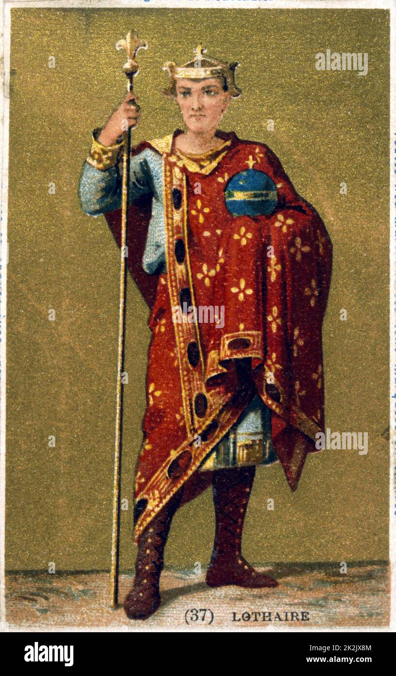 Lothair I., König von Frankreich von 954. Chromolithographie des späten 19.. Jahrhunderts Stockfoto