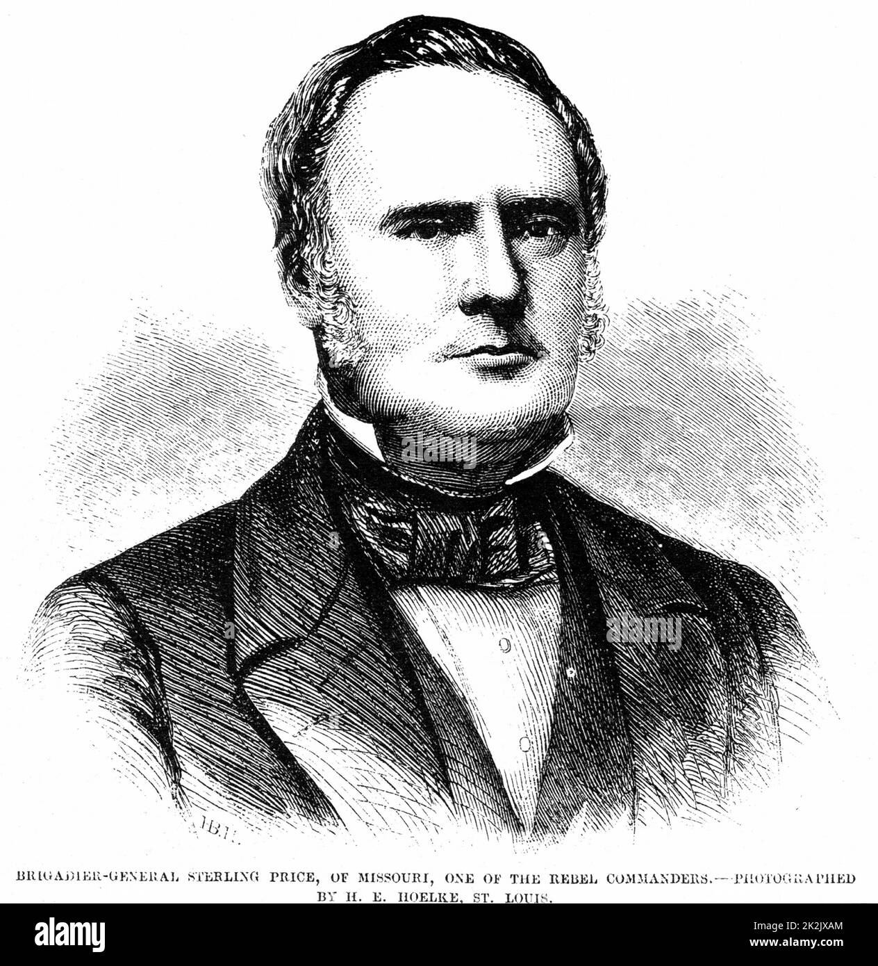 Sterling Price, General in Army of the Southern Confederate) Staaten während des amerikanischen Bürgerkrieges 1861-1865. Porträtstich von 1861 Stockfoto