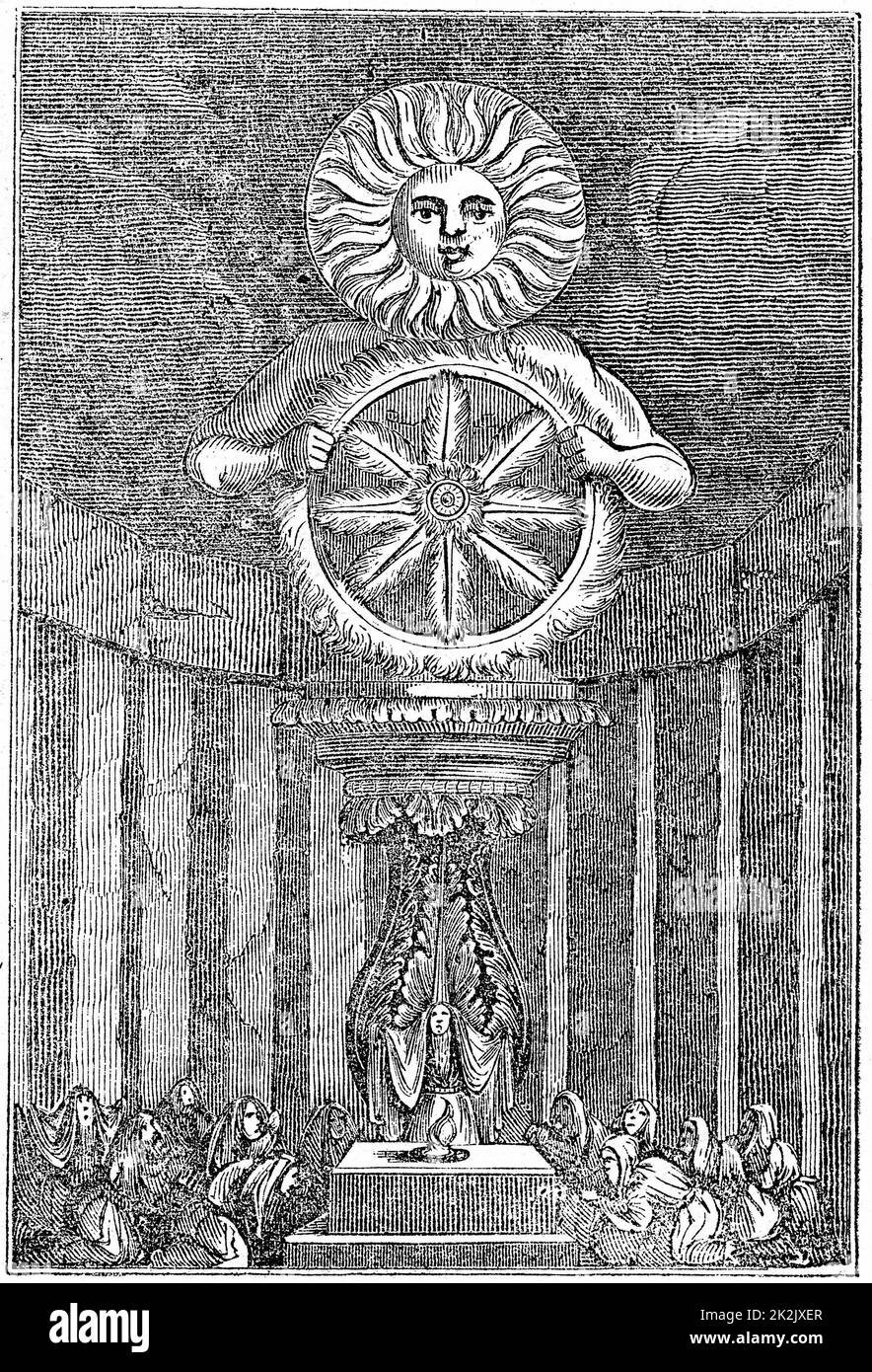 Sächsischen Idol der Sonne Holz Gravur 1834 Stockfoto