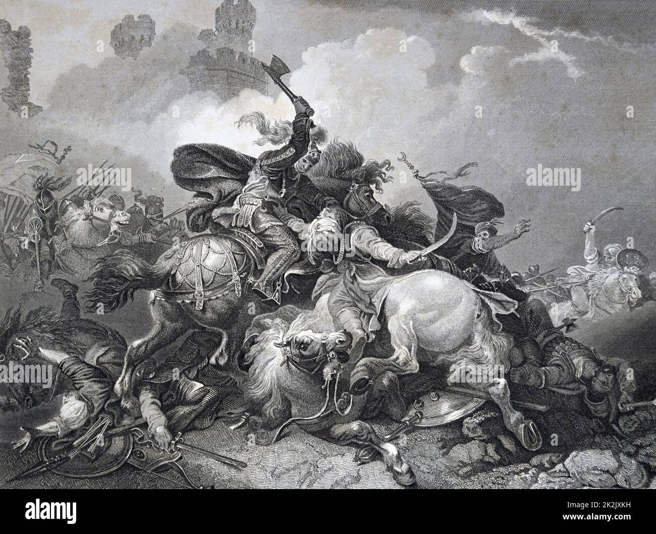 Gemälde der Darstellung König Richard I. (1157-1199) in Palästina während der Kreuzzug des Königs, ein Versuch, die europäischen Staats- und Regierungschefs, das Heilige Land zu erobern von Saladin. Vom 12. Jahrhundert Stockfoto