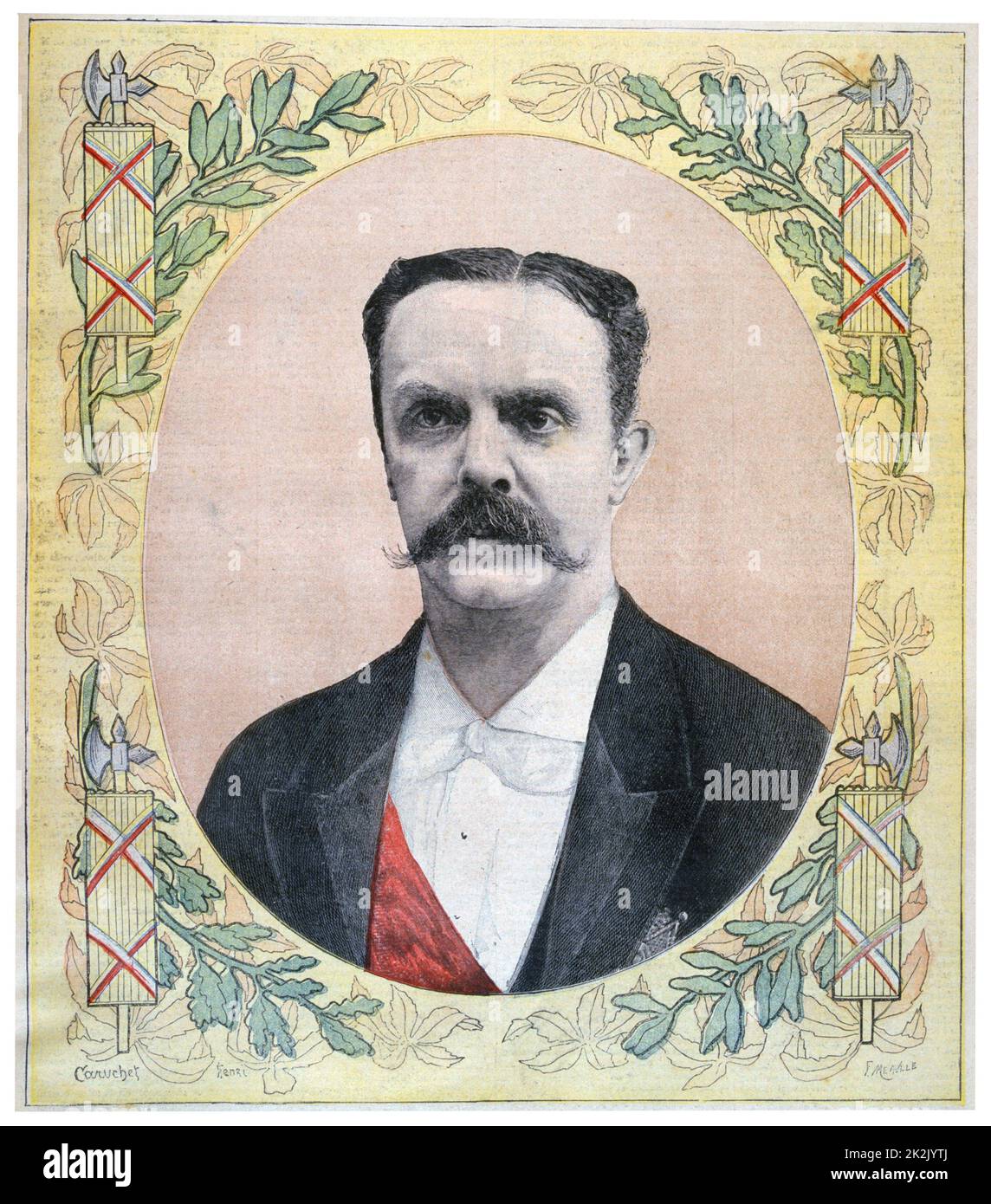 Jean Casimir-Perier (1847-1907) französische Politiker. Gewählter Präsident von Frankreich am 24. Juni 1894 über die Ermordung von Präsident Sadi Carnot. Von "Le Petit Journal", Paris, 9. Juli 1894. Stockfoto