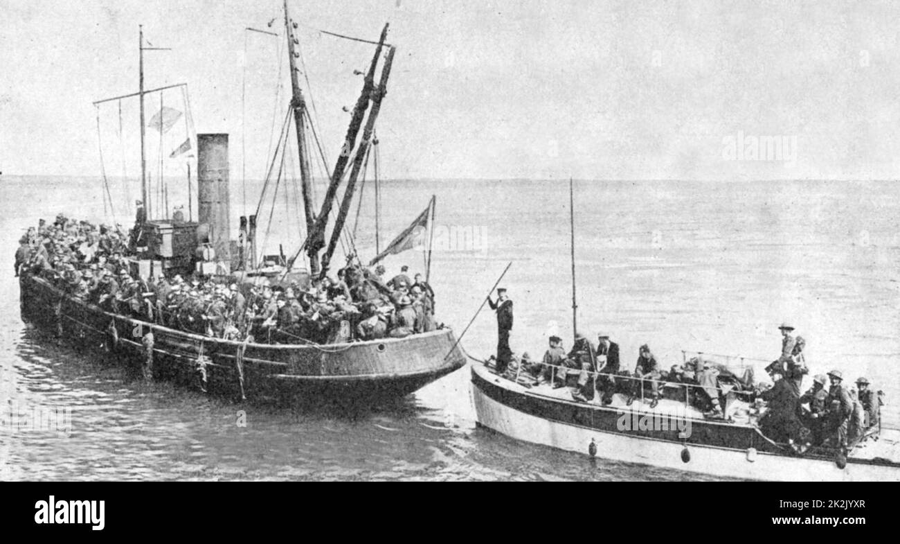 Operation Dynamo, die Evakuierung britischer und alliierter Truppen aus Dünkirchen vom 27. Mai bis 3. Juni 1940. Einige der "kleinen Schiffe", die britische, französische und belgische Truppen vor dem deutschen Vormarsch aus Dunkirk retteten. Stockfoto