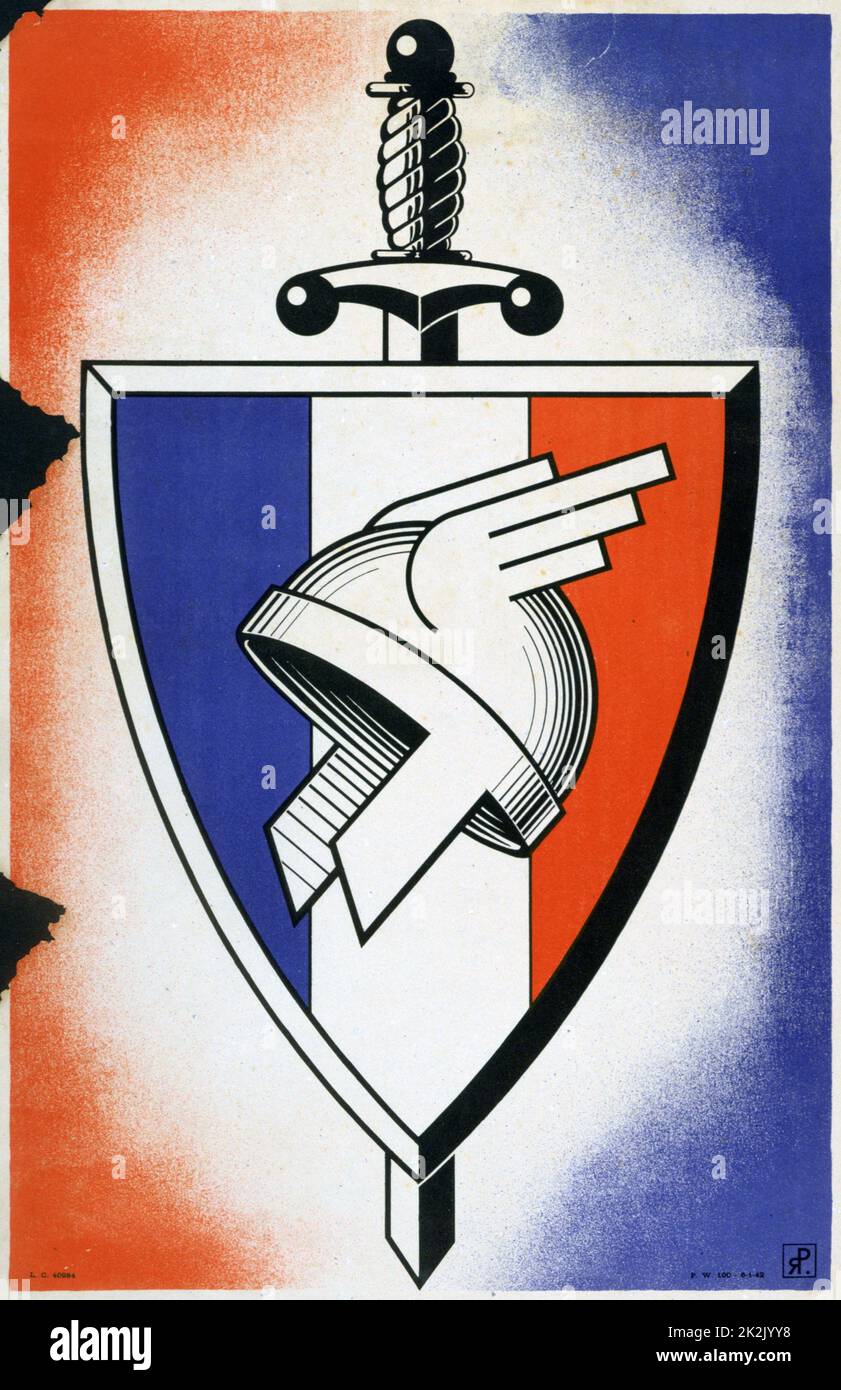 2. Weltkrieg 1939-1945: Abzeichen der 'Légion française des Combattants' (LFC), einer 1941 gegründeten Einheit der Kollaboration, um mit den Deutschen zu kämpfen. Frankreich Stockfoto
