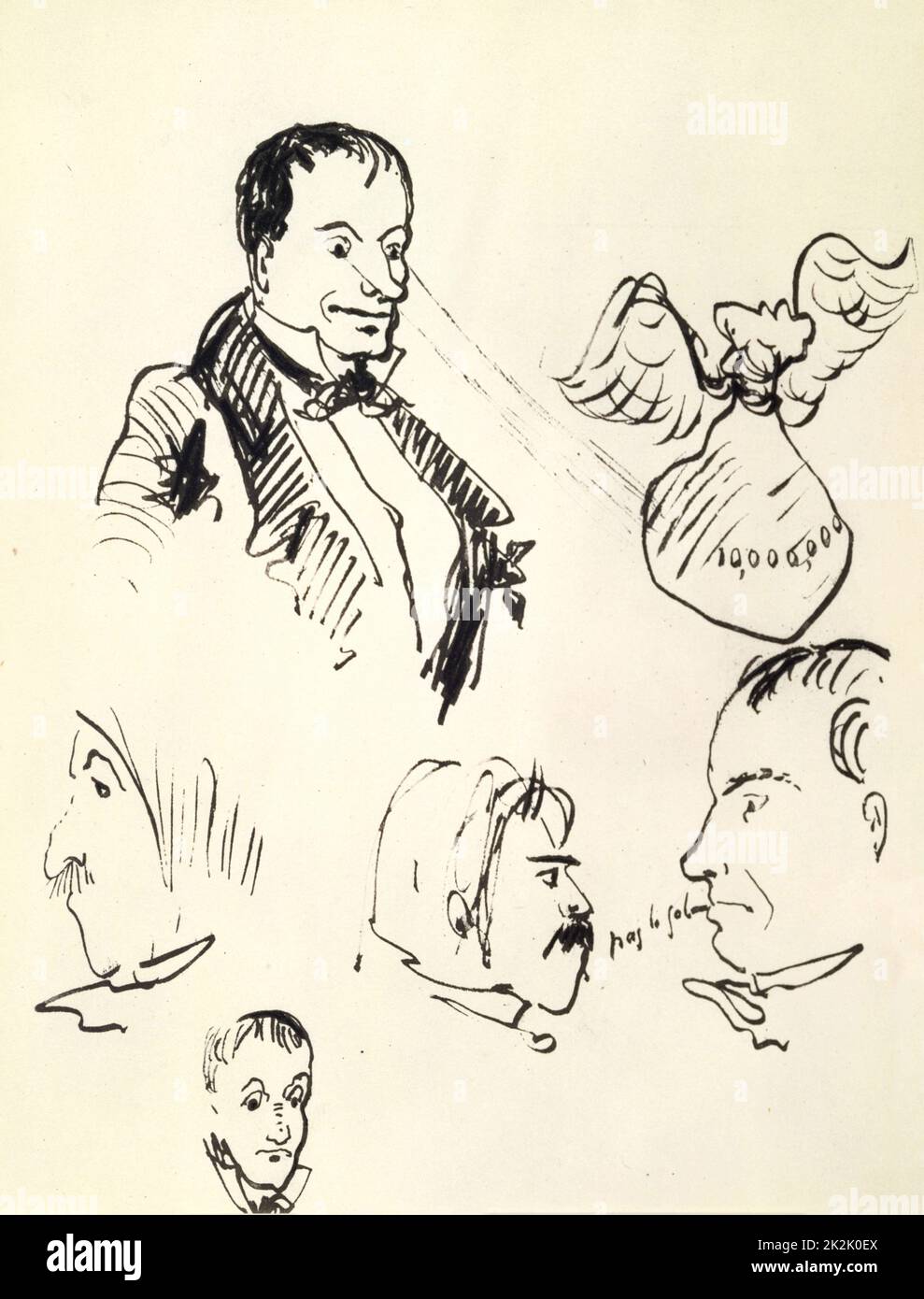 Selbstbildnis (1857-1858) von Charles Baudelaire (1821-1867), französischer Dichter und Kunstkritiker. Feder und Tinte. Stockfoto