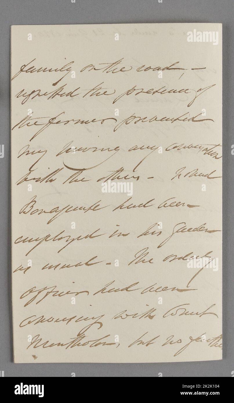 Autograph-Brief von General Hudson Lowe (1769-1844) an Alexander de Balmain, unterzeichnet in St. Helena im Mai 1820, in dem Bonaparte erwähnt wird. Stockfoto