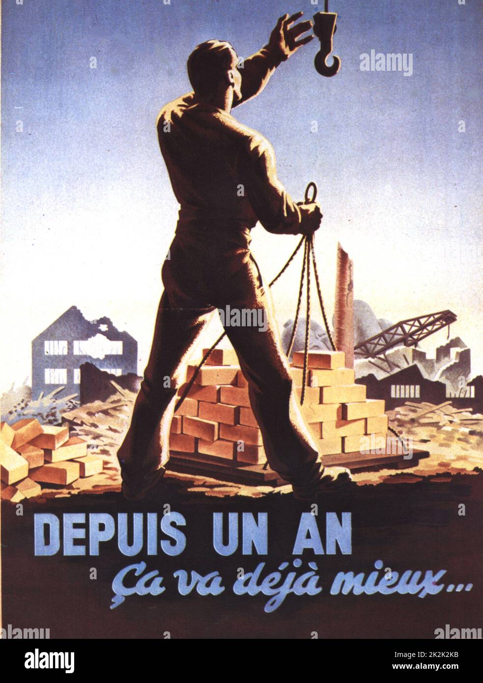 Plakat der Kommunistischen Partei Frankreichs: 'In einem Jahr sind die Dinge bereits besser...' 160 x 118,5 cm 1945 Frankreich - 2. Weltkrieg Privatsammlung Stockfoto