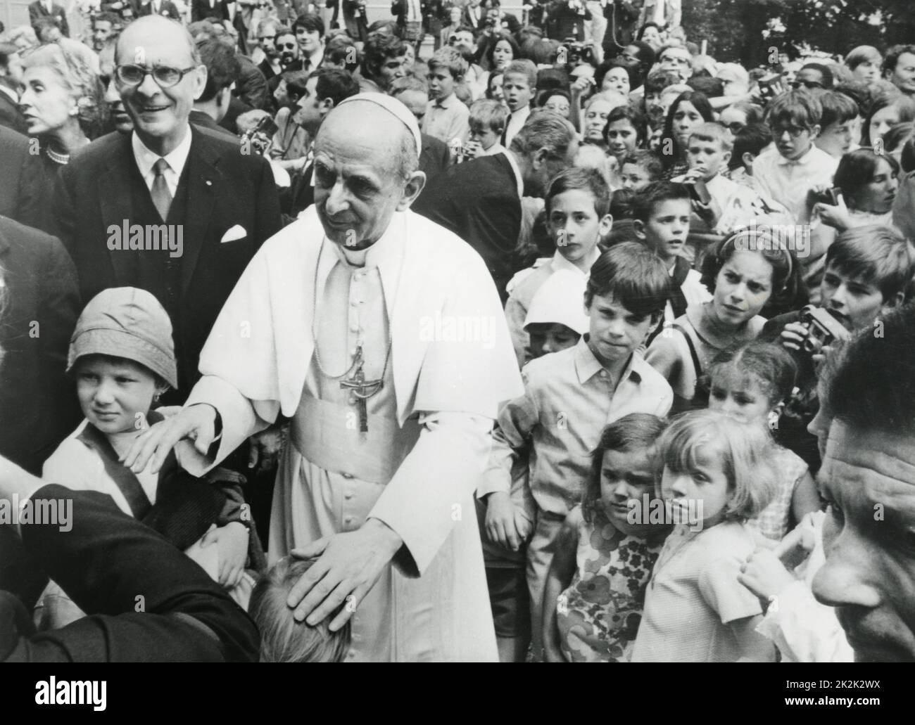 Besuch von Papst Paul VI. Am Sitz des Internationalen Arbeitsamtes (ILO) in Genf, Schweiz. 10. Juni 1969 Stockfoto