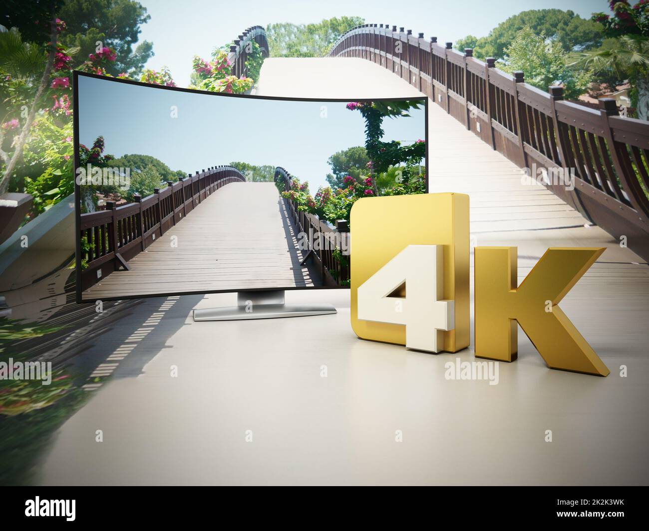 4K Ultra HD-Fernseher. 3D Abbildung Stockfoto