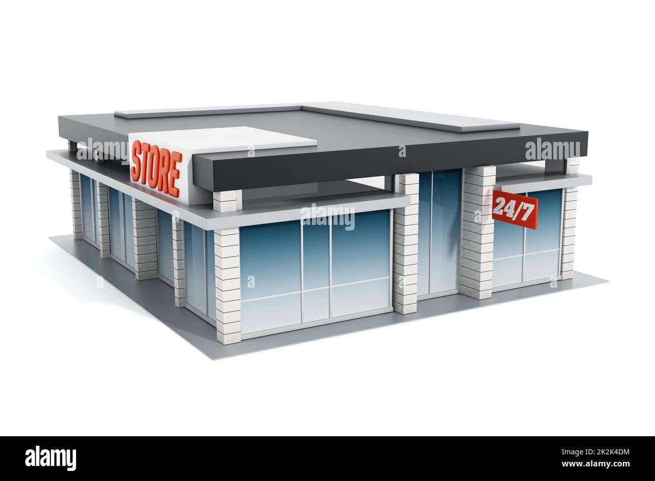 Allgemeine Ladenfront. 3D Abbildung Stockfoto