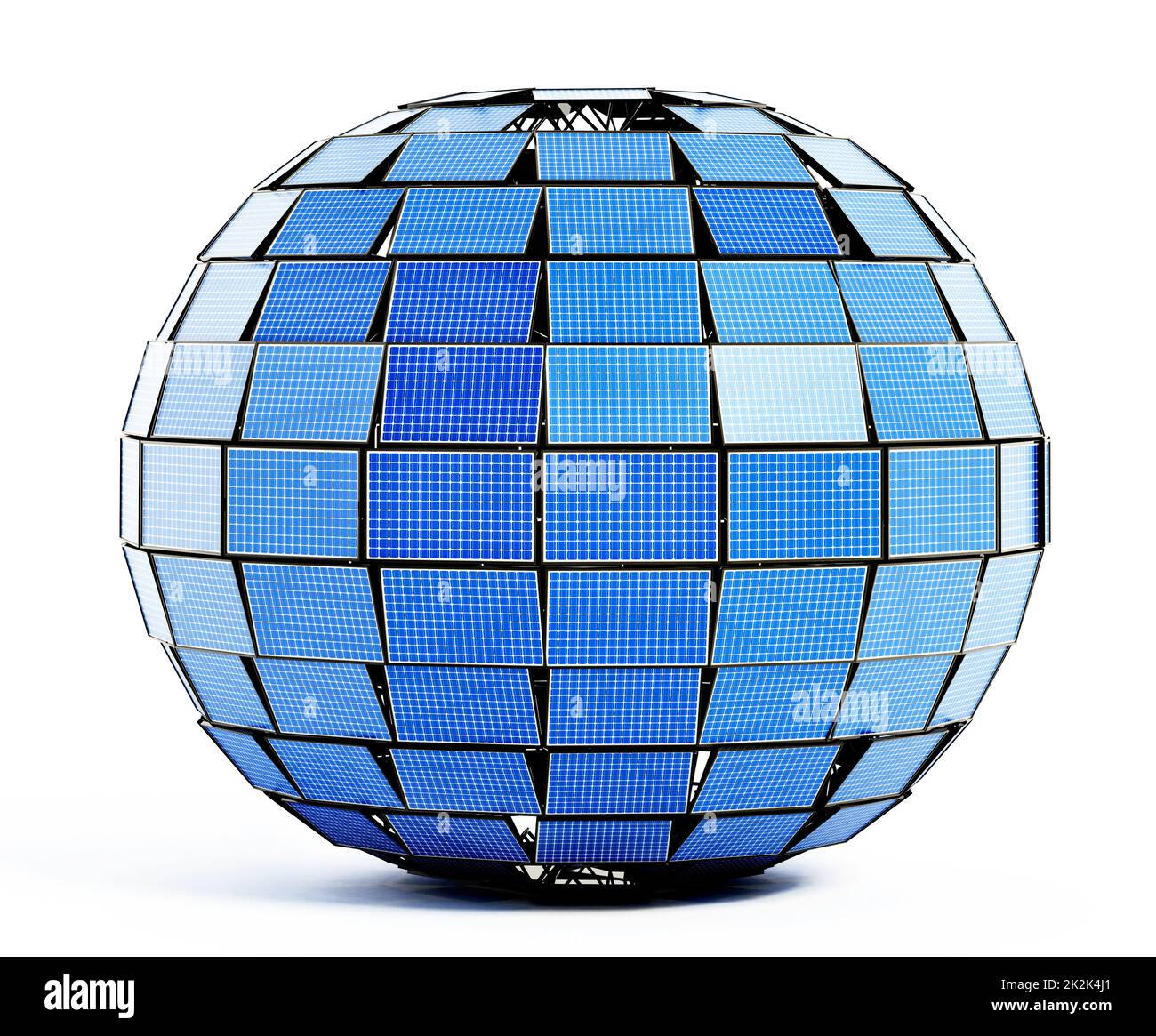 Solarpaneele bilden einen Globus. 3D Abbildung Stockfoto
