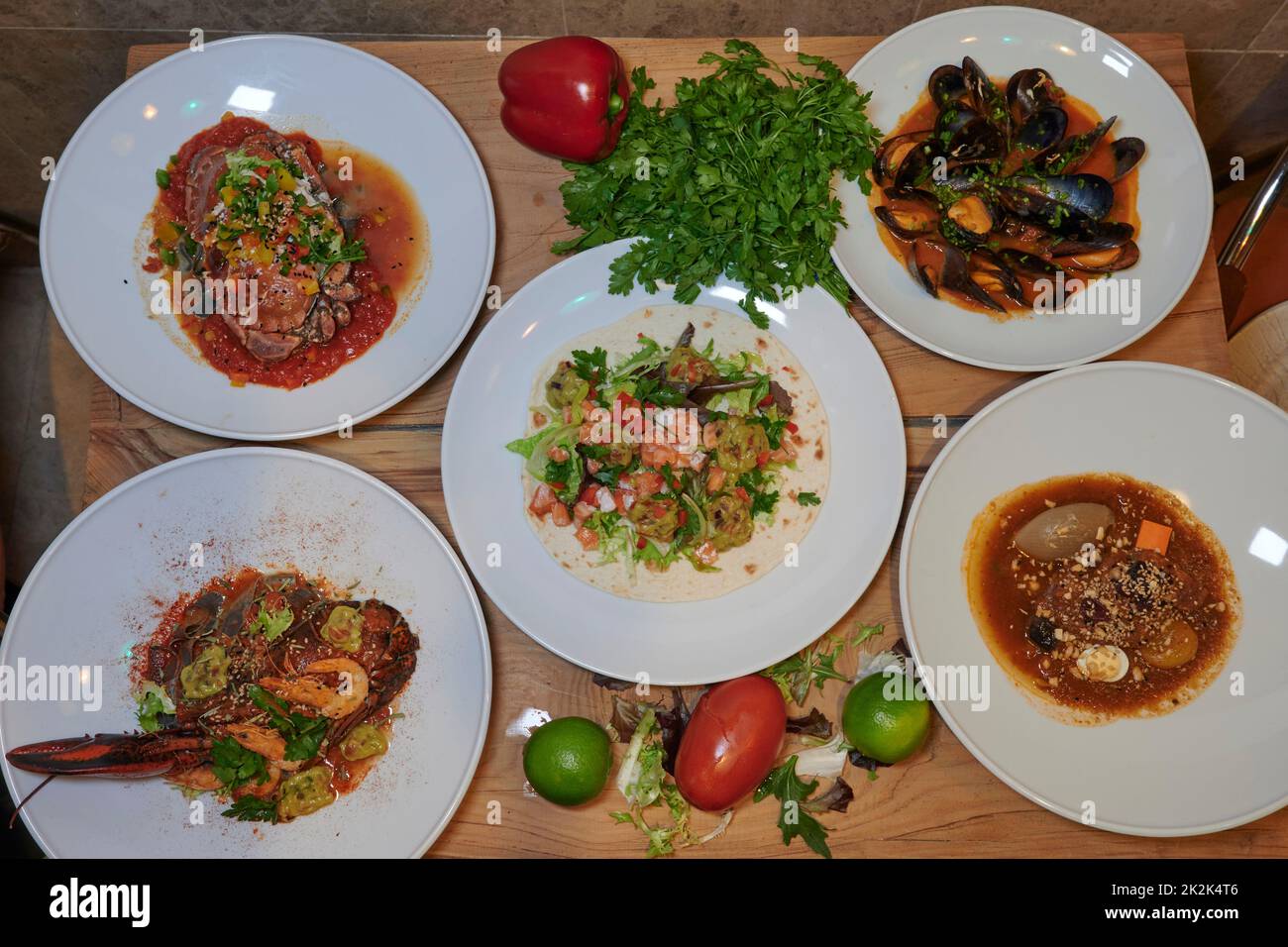 Eine mediterrane hausgemachte Küche gesund Stockfoto Eine mediterrane hausgemachte Küche gesund Stockfoto