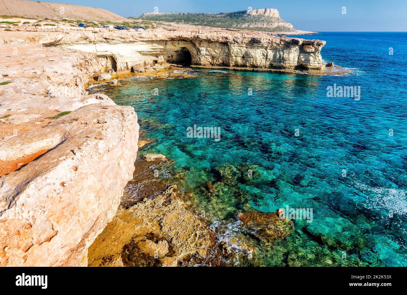 Küste in Aiya Napa in der Nähe von Cape Greco, Zypern Stockfoto