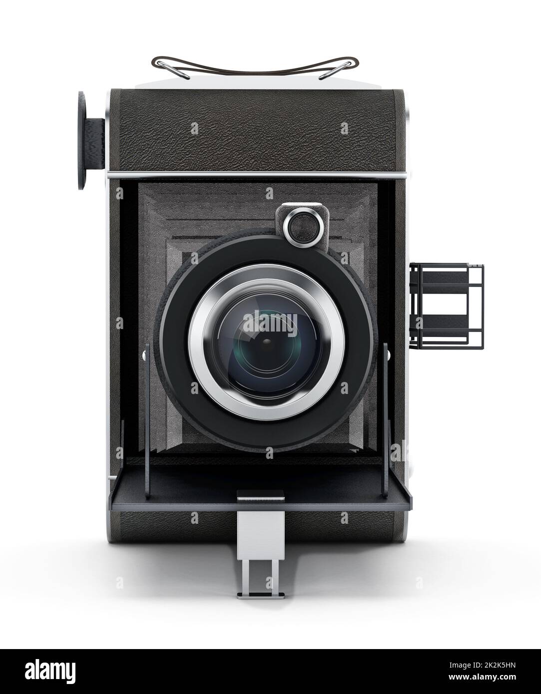 Analoge Oldtimer-Kamera isoliert auf weißem Hintergrund Stockfoto
