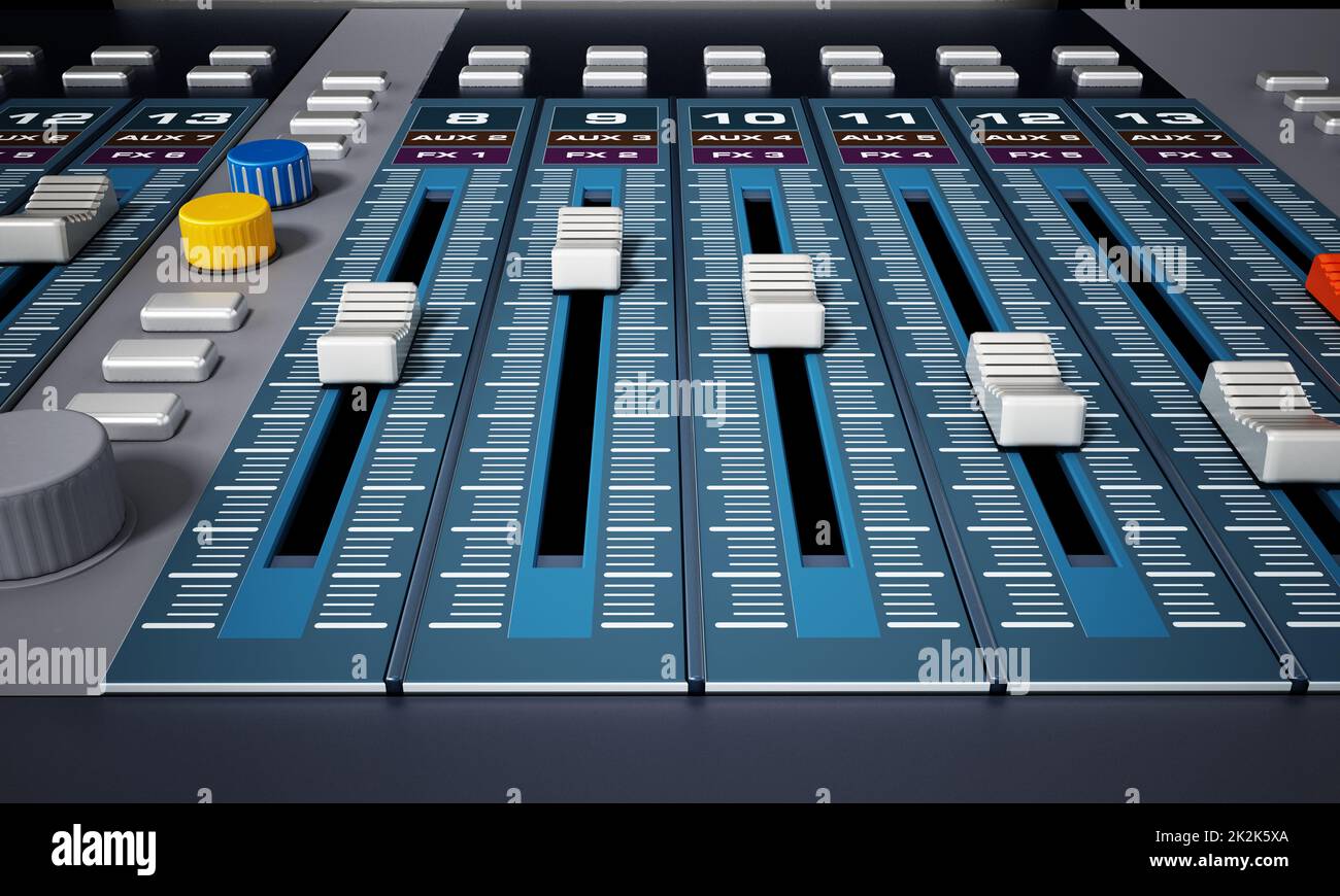 Professioneller digitaler Studio-Equalizer. 3D Abbildung Stockfoto