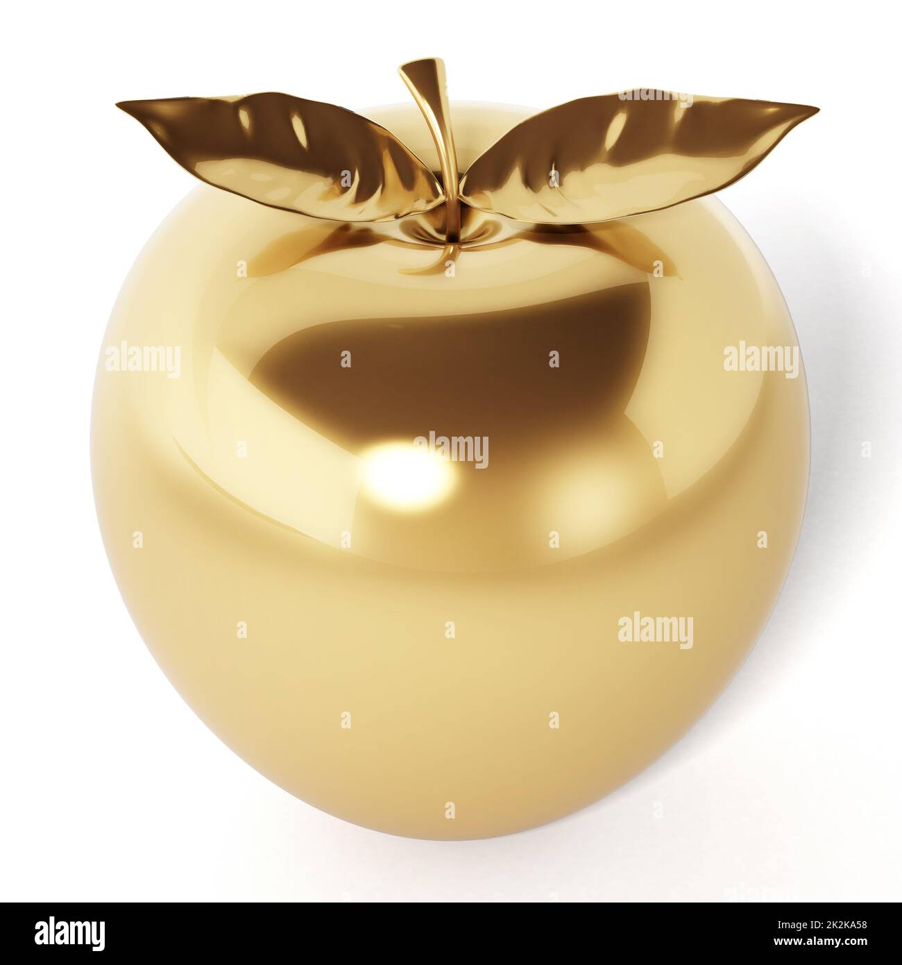 Goldener Apfel isoliert auf weißem Hintergrund. 3D Abbildung Stockfoto