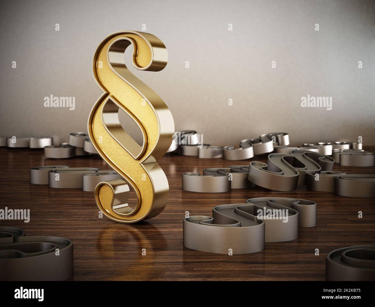 Goldenes Absatzsymbol zwischen eisernen Symbolen. 3D Abbildung Stockfoto