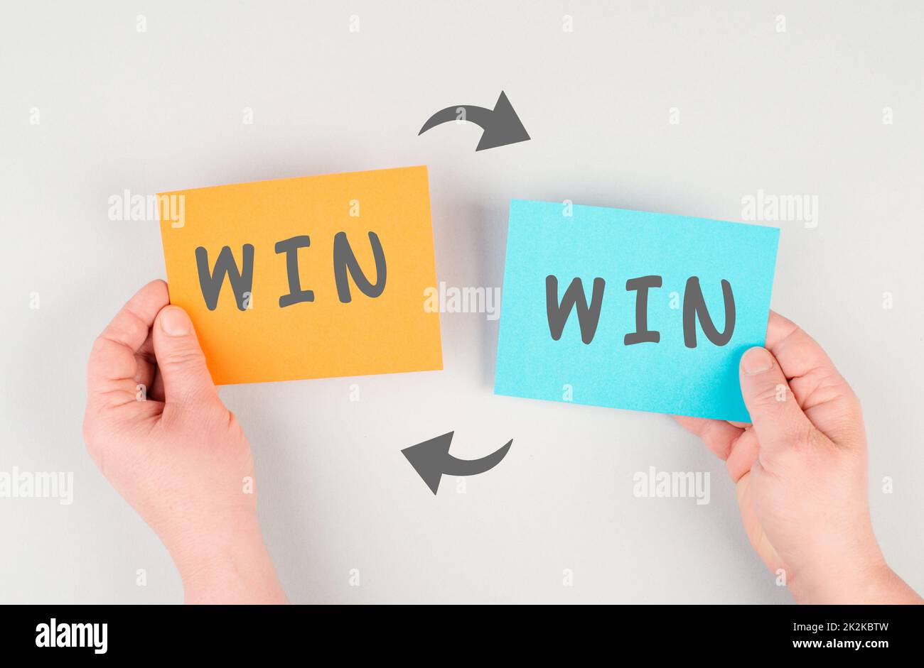 Das Wort Win steht auf dem Papier, Problemlösung, Siegermentalität, Geschäfts- und Bildungskonzept, Coaching und Motivation Stockfoto