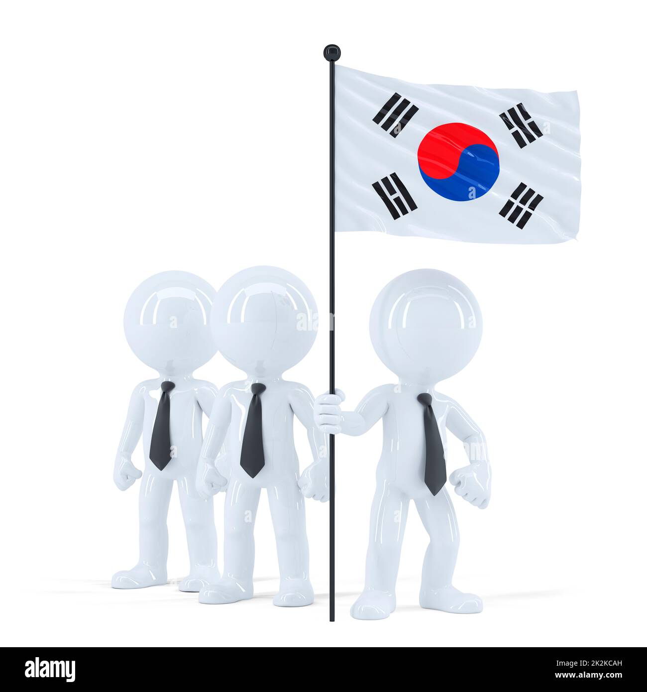 Business-Team mit Flagge von Südkorea. Isoliert. Clipping-Pfad enthält Stockfoto