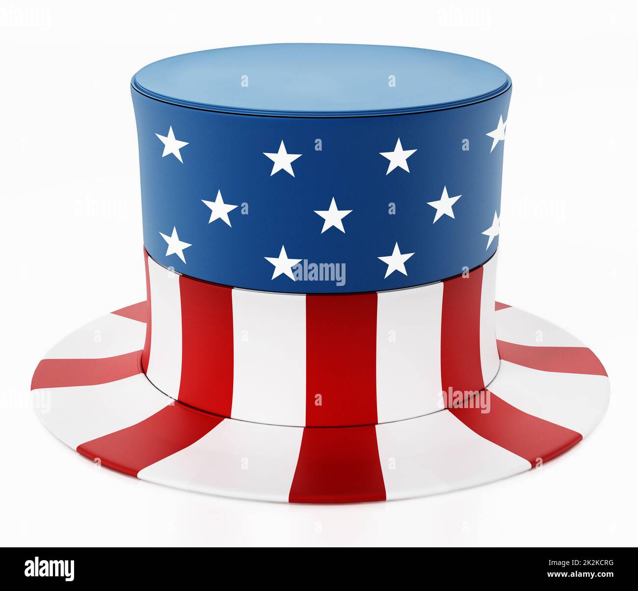 Strukturierter Hut mit amerikanischer Flagge isoliert auf weißem Hintergrund. 3D Abbildung Stockfoto
