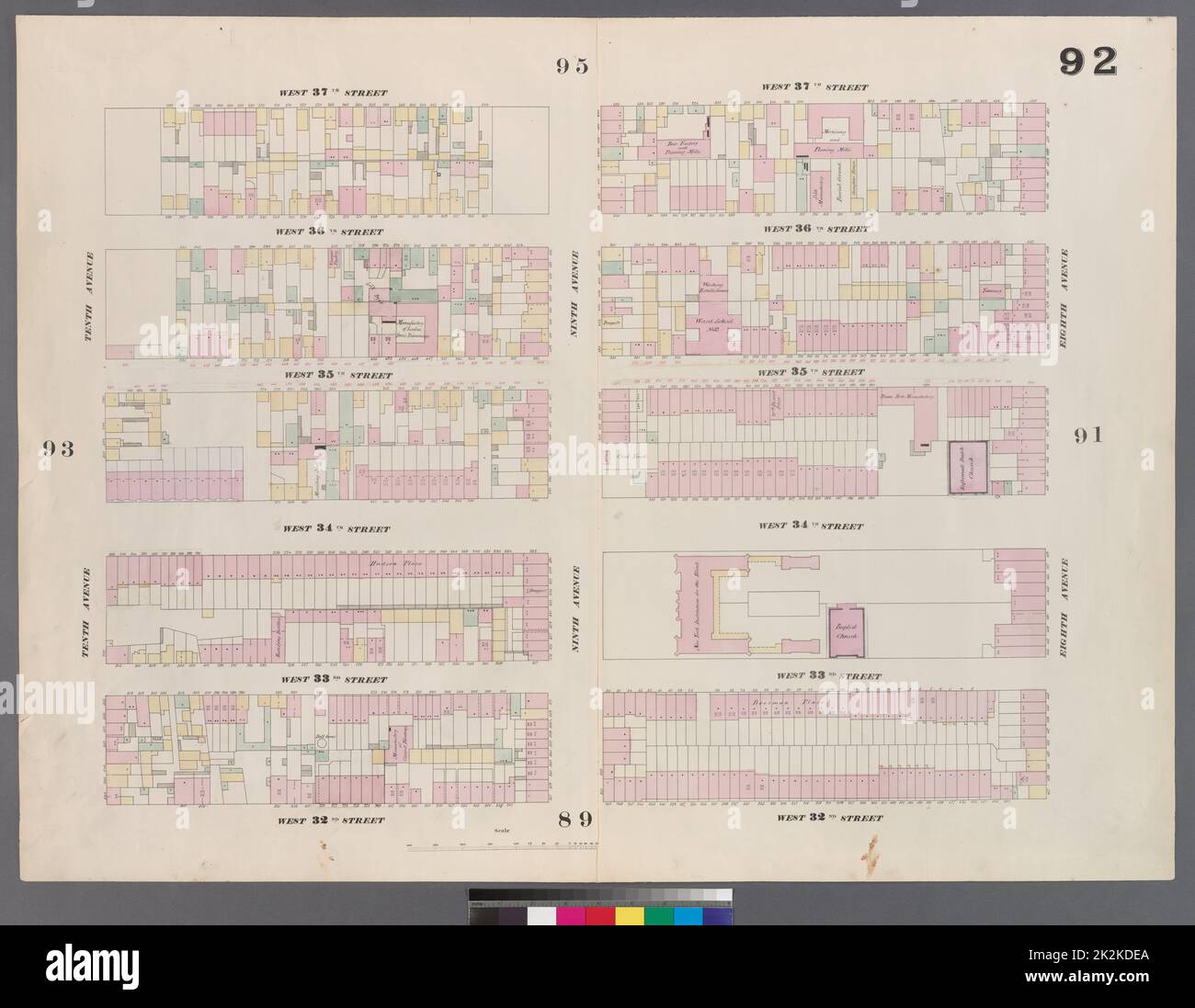 Kartografisch, Karten. 1857 - 1862. Lionel Pincus und Princess Firyal Map Division. Manhattan (New York, N.Y.), Immobilien , New York (Bundesstaat) , New York Platte 92: Karte begrenzt durch West 37. Street, Eighth Avenue, West 32. Street, Tenth Avenue Stockfoto