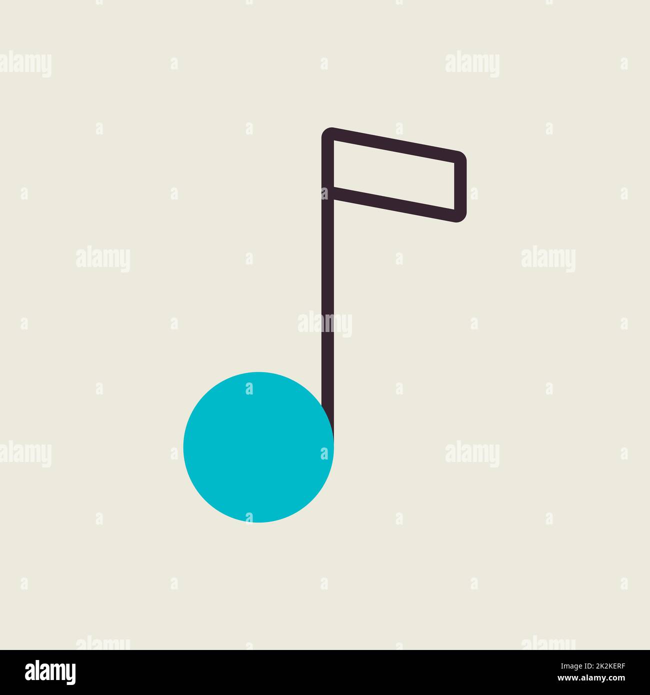 Flaches isoliertes Vektorsymbol für Musiknoten Stockfoto