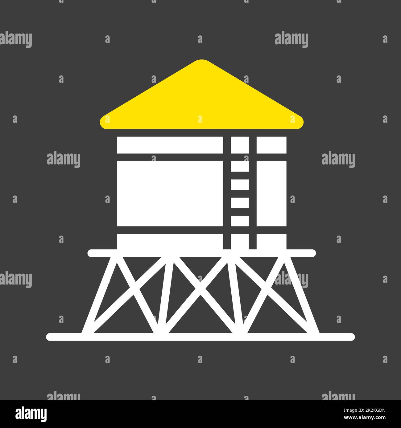 Symbol für vom Wasserturm isolierte Glyphe Stockfoto