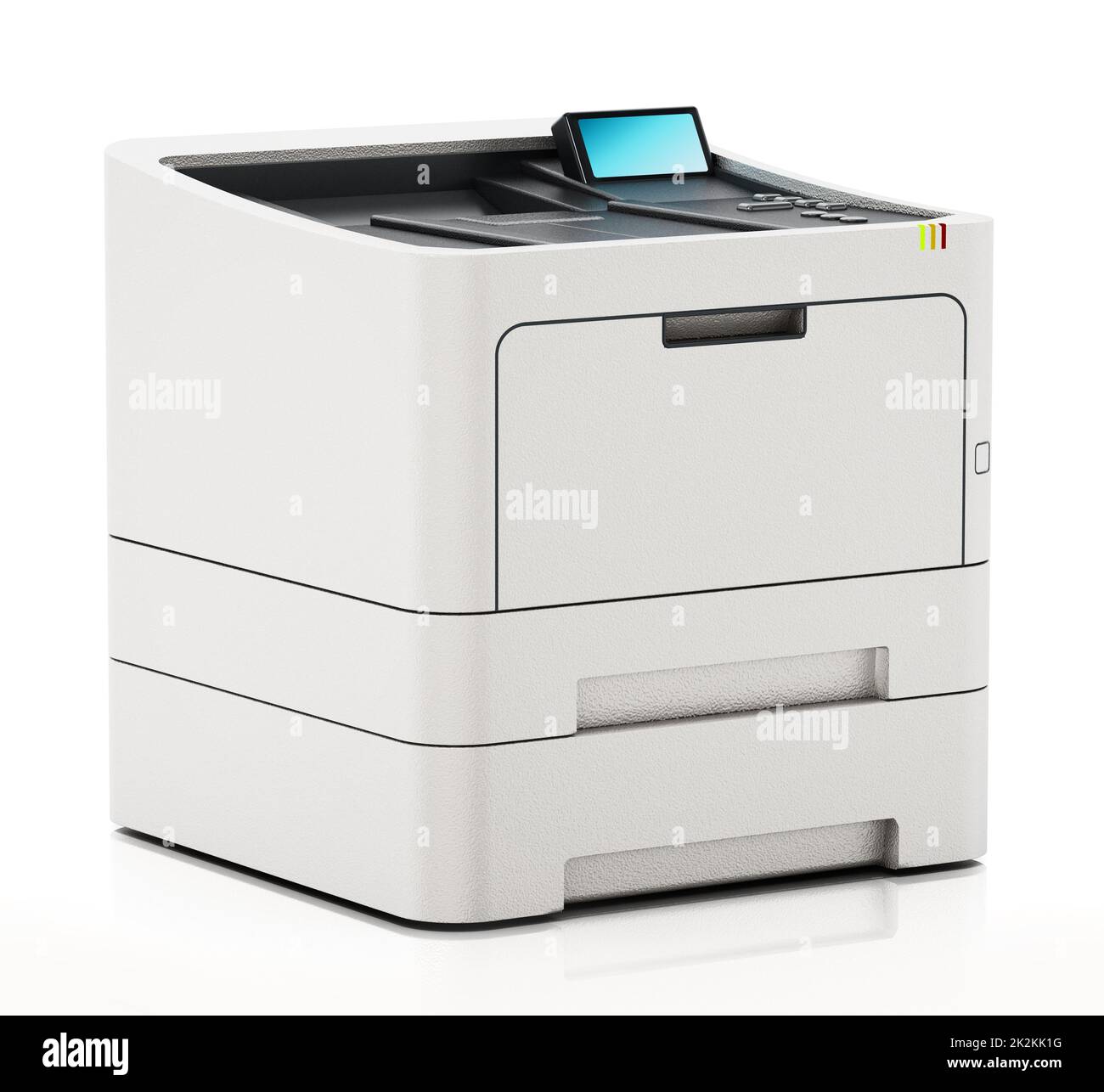 Generischer Laserdrucker isoliert auf weißem Hintergrund. 3D Abbildung Stockfoto