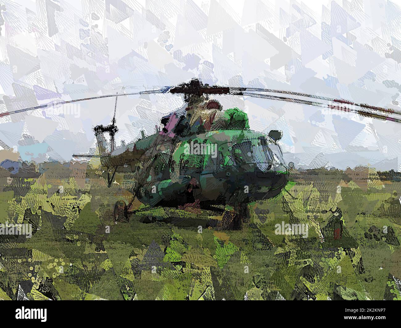 Artwork Farbe des militärischen Hubschraubers Stockfoto