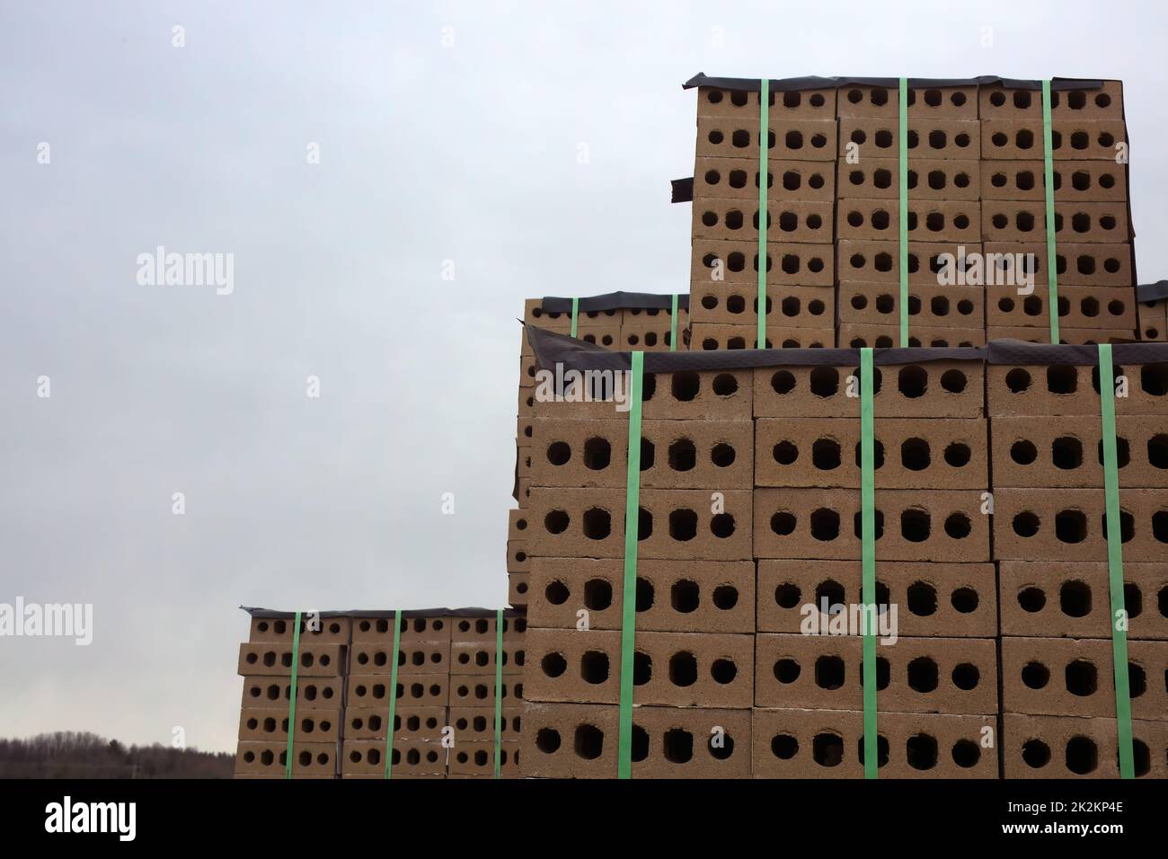 Backstein Haufenstruktur Hintergrund viele Steinhaufen auf der Baustelle Stockfoto