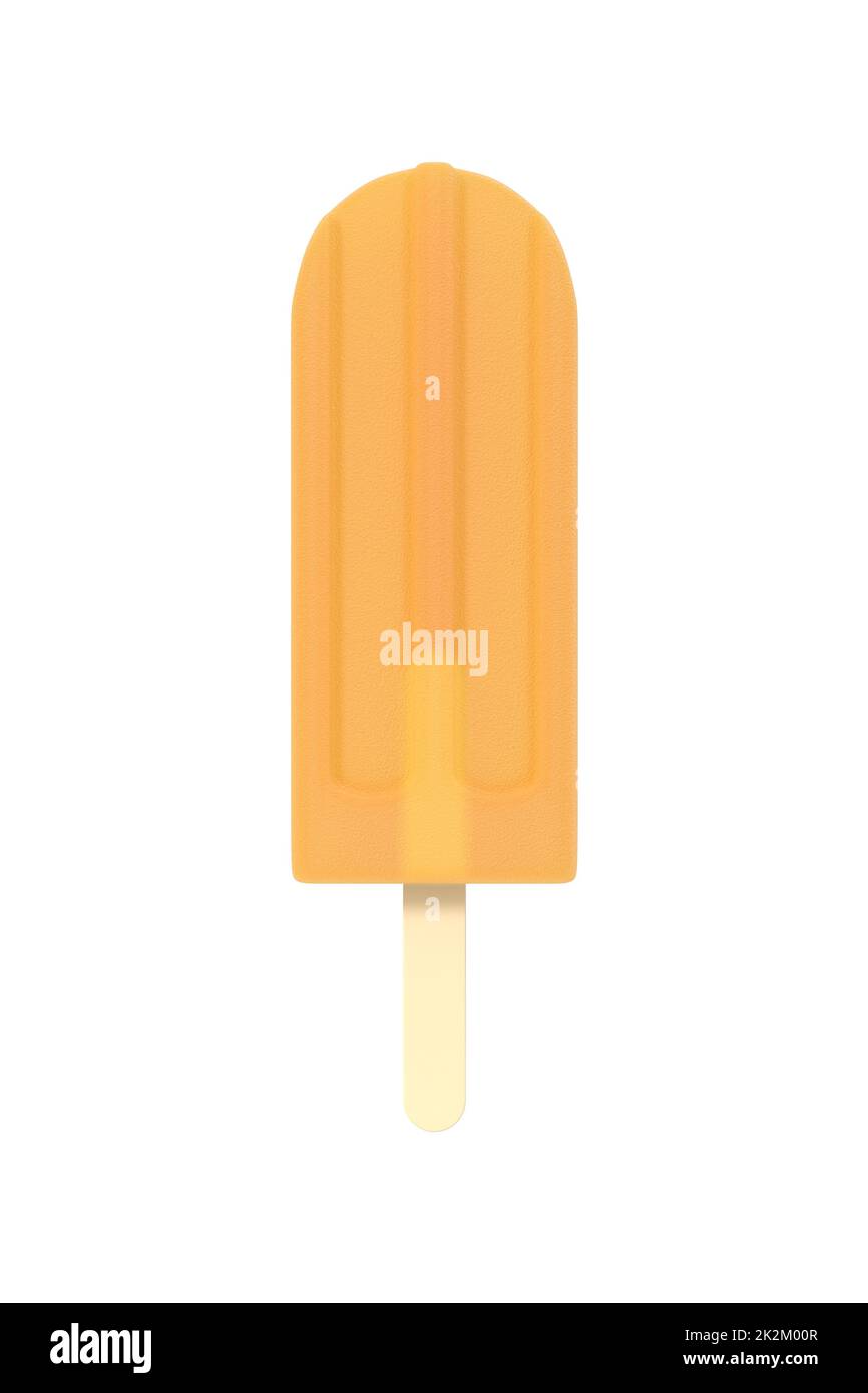 Orangefarbenes Eis am Stiel auf einer 3D-Abbildung Stockfoto
