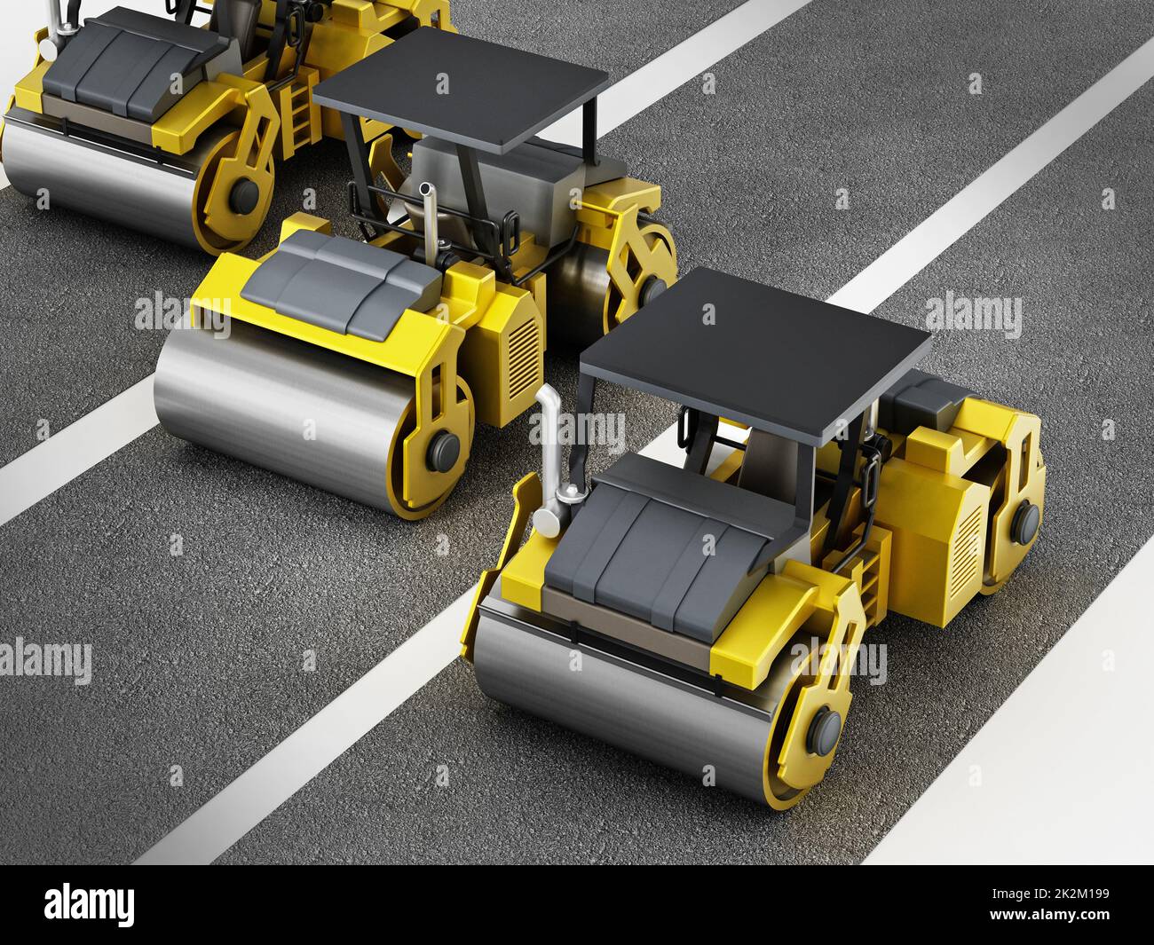 Asphaltzylinder auf der Straße. Generisches Design. 3D Abbildung Stockfoto