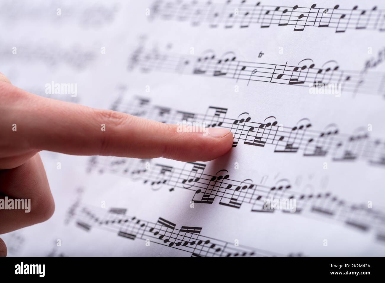 Notizen zu einem Musical, das mit dem Finger entdeckt wurde Stockfoto