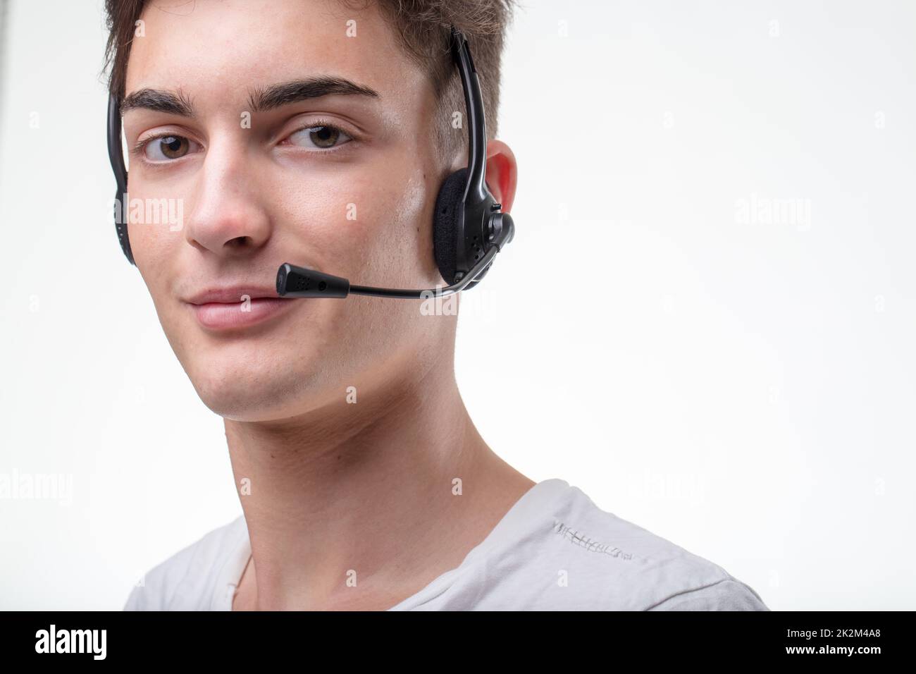 Support für Phone Call-Center-Betreiber in Kopfhörer Stockfoto