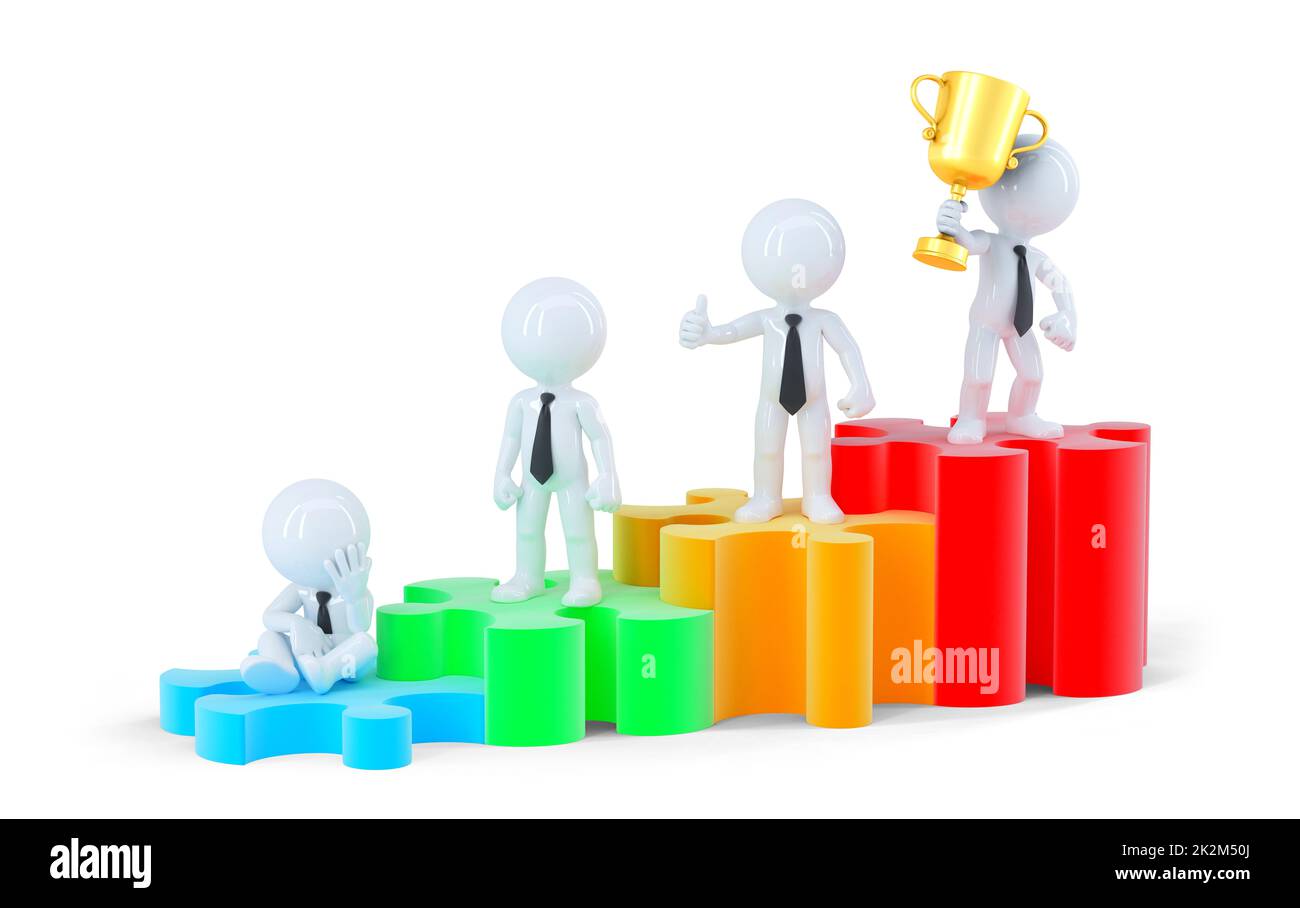 Gruppe von Geschäftsleuten auf Diagramm stehen. Business-Konzept. Isoliert. Clipping-Pfad enthält Stockfoto