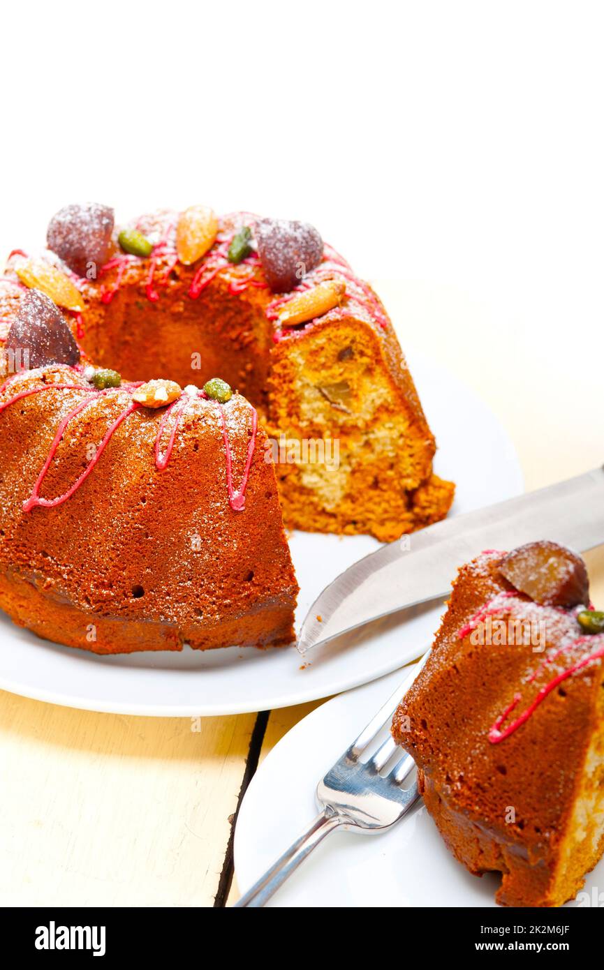 Kastanien-Kuchen-Brot-Nachtisch Stockfoto