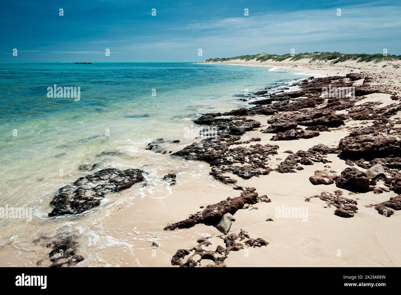 Herrlicher weißer Strand am Ningaloo Reef. Stockfoto
