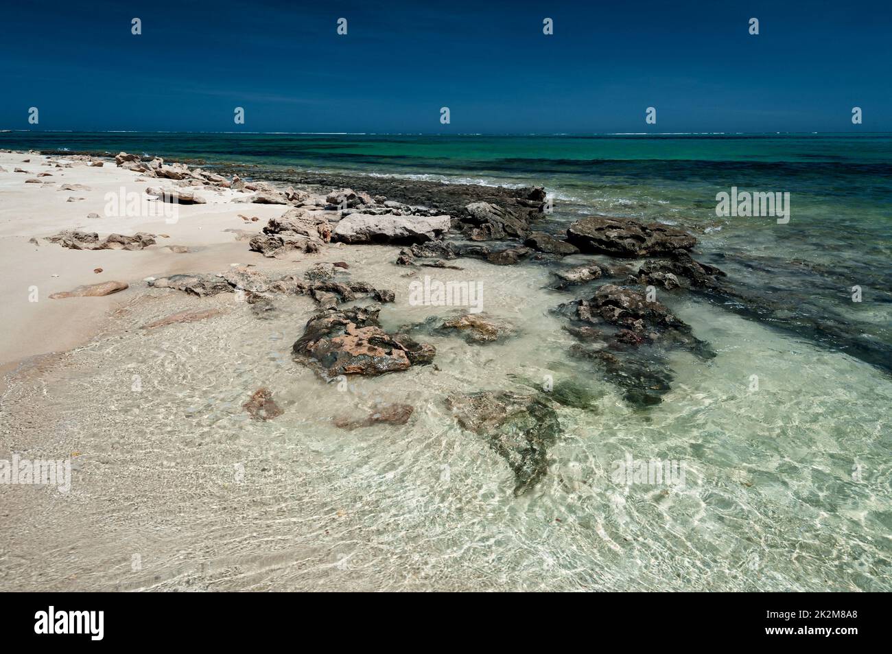 Herrlicher weißer Strand am Ningaloo Reef. Stockfoto