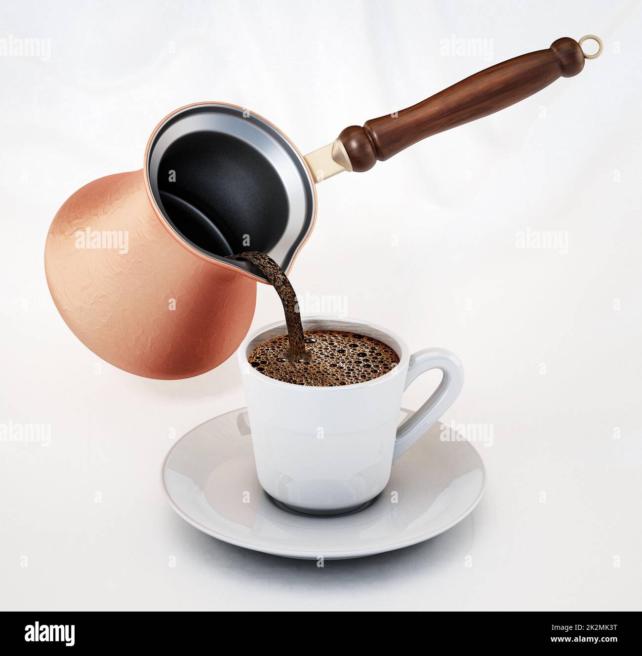 Türkischer Kaffee in einer traditionellen Porzellantasse. 3D Abbildung Stockfoto