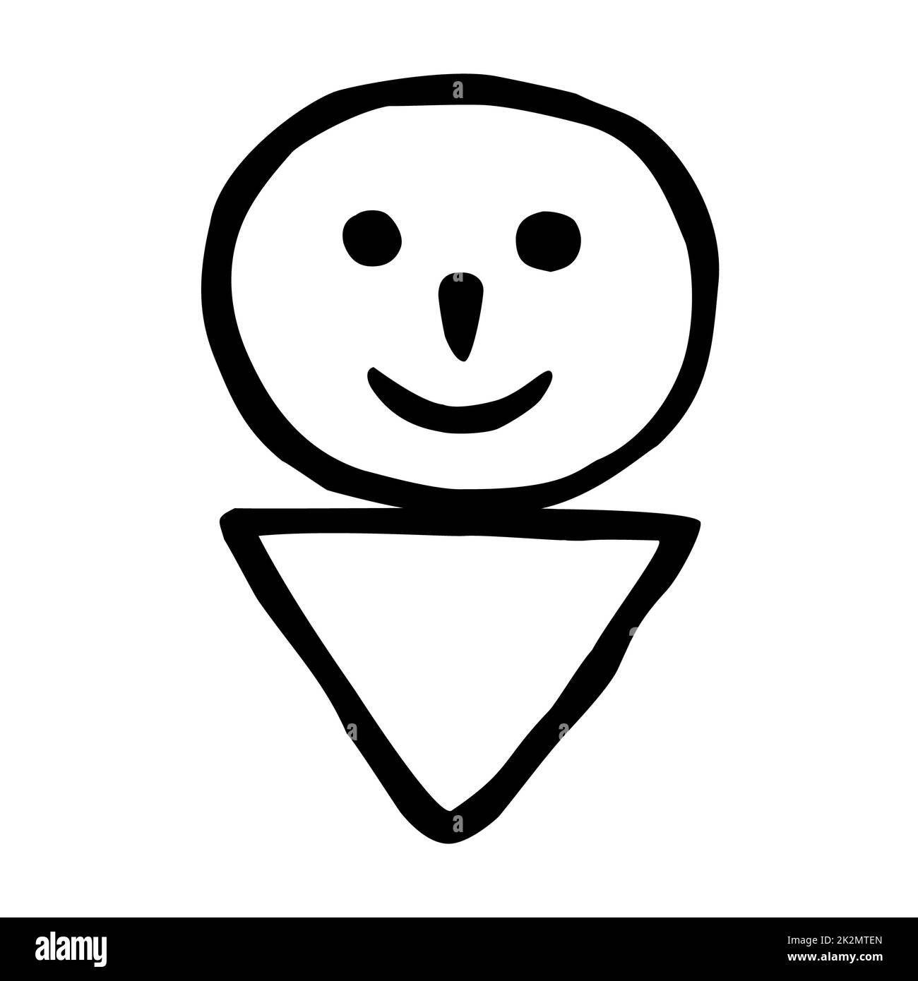 Doodle Mann oder geschlechtslose Person Symbol oder Logo, Hand gezeichnet mit dünnen schwarzen Linie. Stockfoto