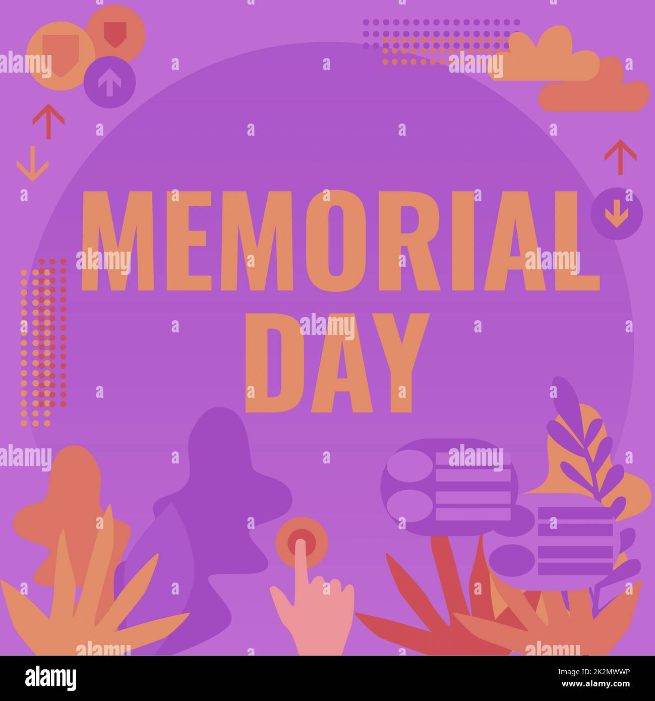 Handgeschriebenes Schild Memorial Day. Internetkonzept zur Ehren und Erinnerung an diejenigen, die im Militärdienst starben Hand-Press-Bildschirm mit futuristischer Technologie. Stockfoto
