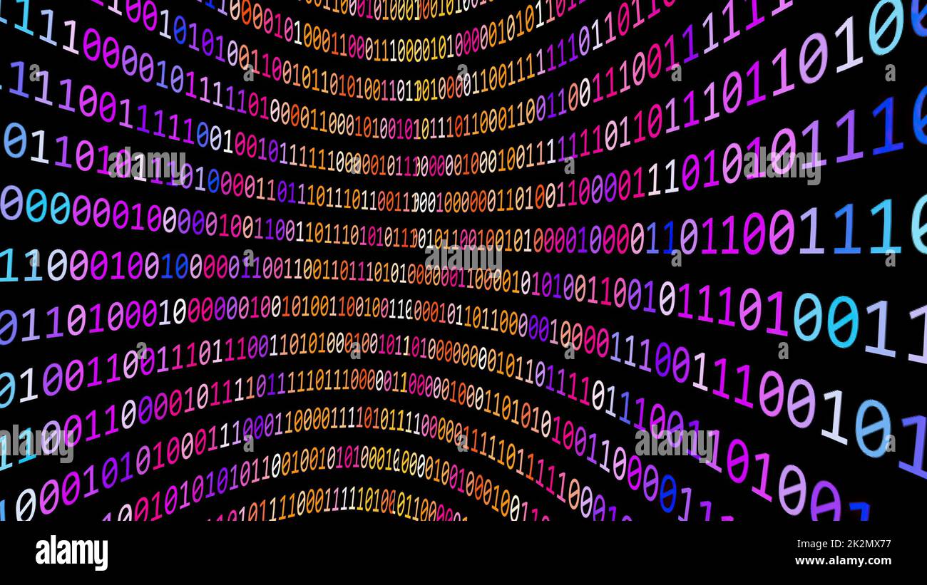 Wand mit bunten binären Daten Stockfoto