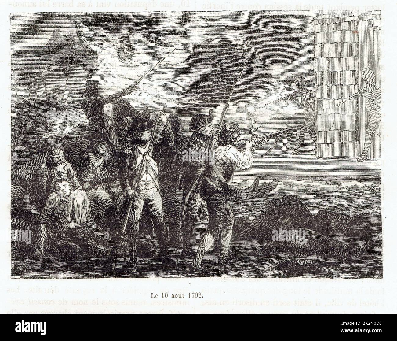 Le 10 août 1792, des sans-culottes parisiens renforcés par des volontaires de Brest et de Marseille s'emparent du palais des Tuileries Stockfoto
