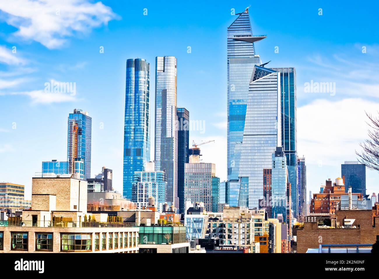 Blick auf die Skyline von New York City Hudson Yards Stockfoto