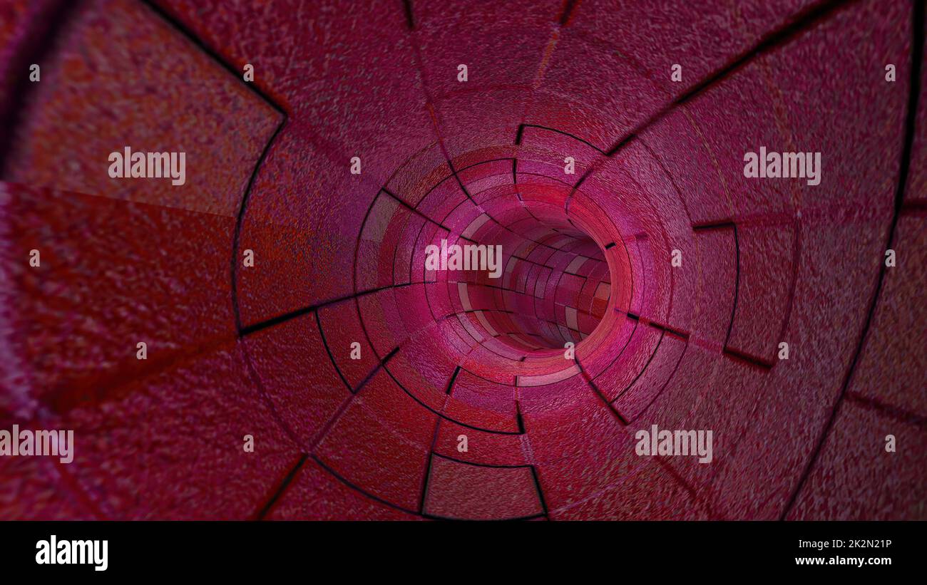 Reisen Sie durch EINEN virtuellen roten Tunnel Stockfoto
