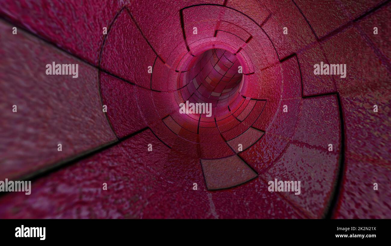 Reisen Sie durch EINEN virtuellen roten Tunnel Stockfoto